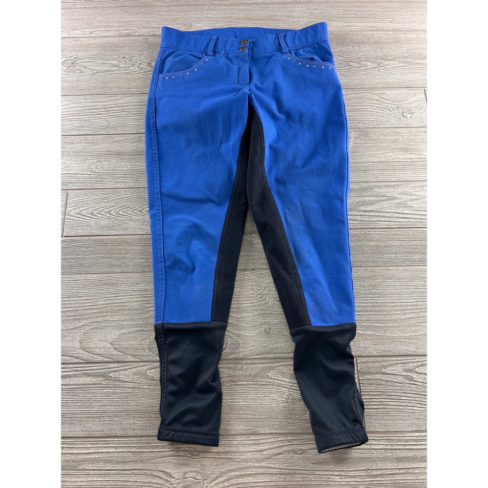 Royal Blue Full Seat Equestrian Riding Breeches Studded Pockets Size 30R